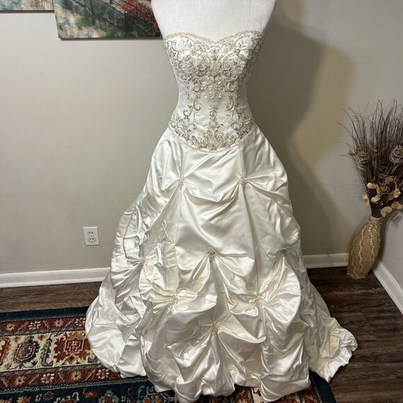 Maggie Sottero Couture Wedding Dress 6 Beaded Strapless Long Formal Corset Lace
